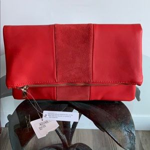 NWT Foldover Scarlet Vegan Clutch